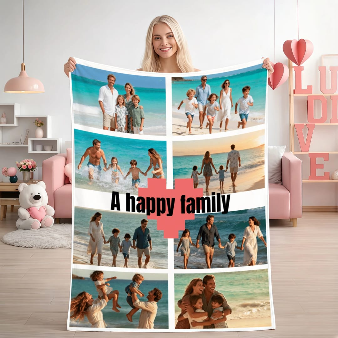Custom Woven Blanket – Personalized Photo Throw with Fringe Edges, Soft Woven Fabric, Full-Print Picture Blanket for Sofa, Bed, Travel, Gifts, Home Décor - 1