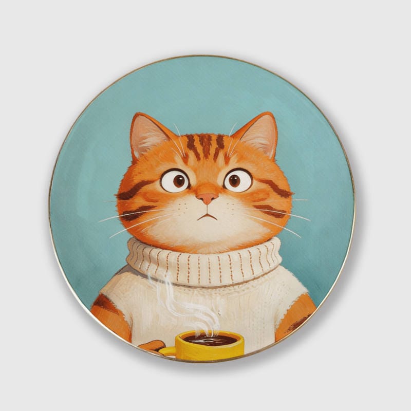 Cute Orange Cat Ceramic Trinket Dish for Cat Lovers Gift