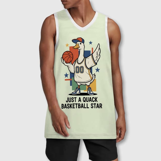 Funny Quack Basketball Duck Tank Top for Men Casual Wear