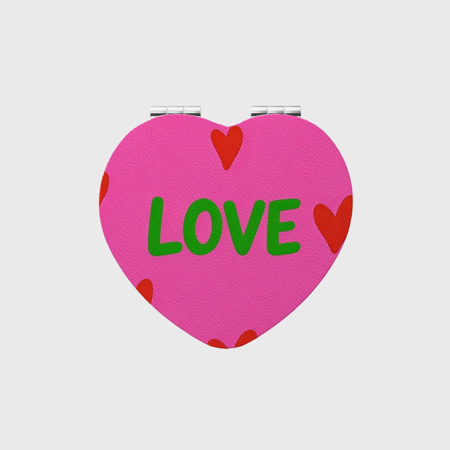 Love Print Heart Compact Makeup Mirror for Her Valentine Gift