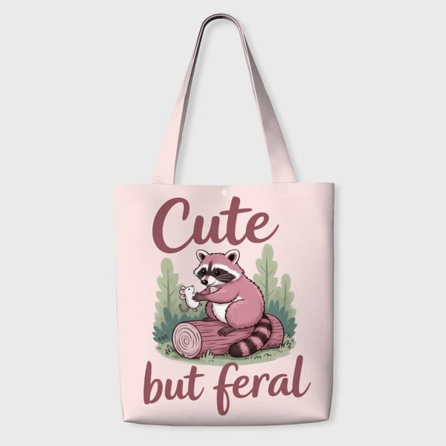 Cute But Feral Raccoon Tote Bag for Animal Lovers Daily Use