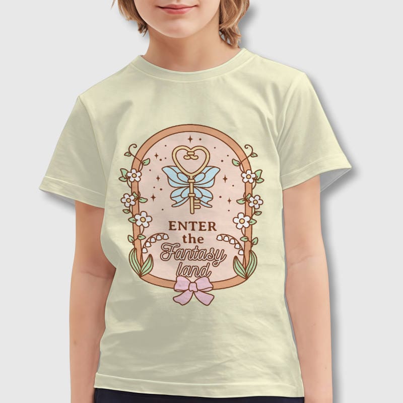 Cute Fairy Key Floral Kids T-Shirt for Birthday Gift