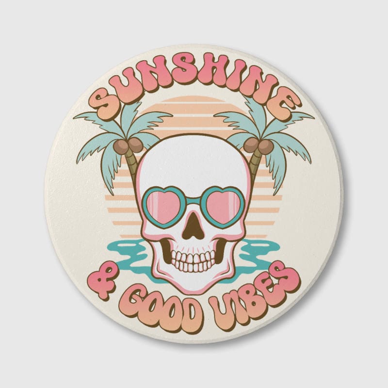 Sunshine Skull Ceramic Coaster for Summer Gift