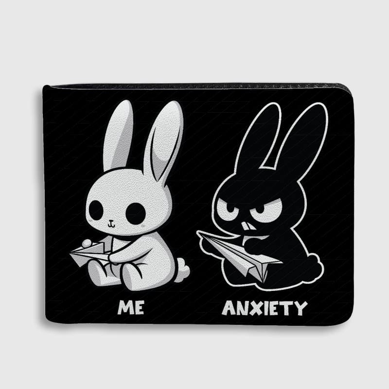 Funny Anxiety Bunny Bifold Wallet for Daily Carry Mental Health Gift