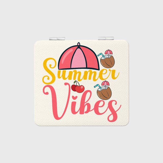 Summer Vibes Portable Pocket Makeup Mirror for Travel & Gifting