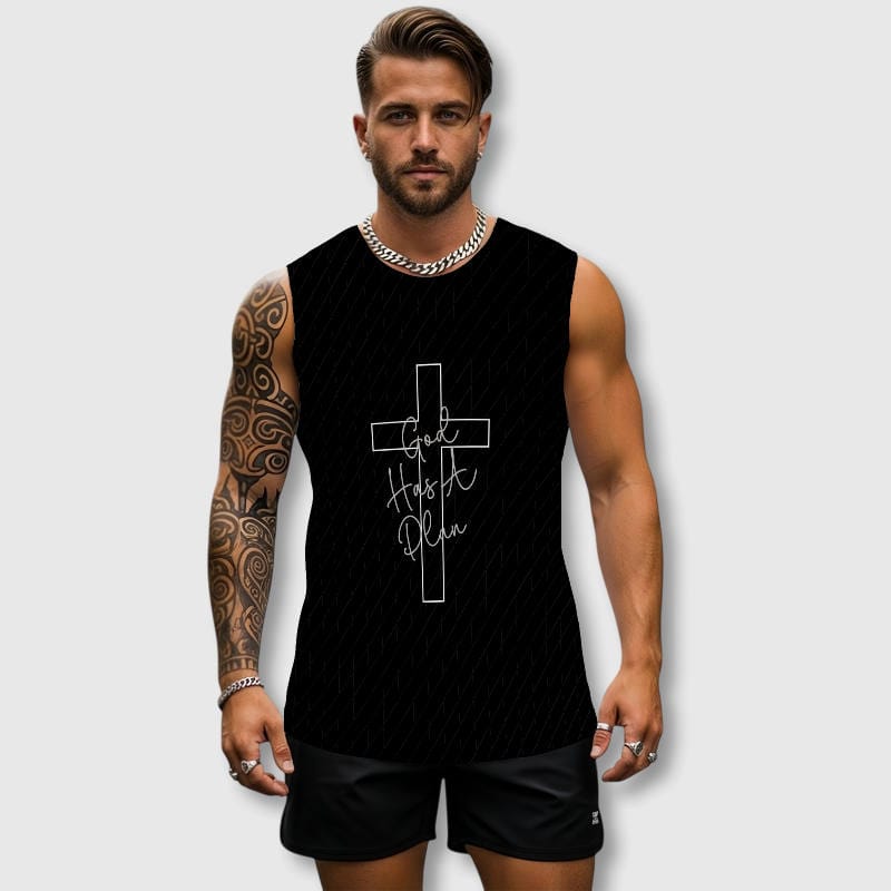 God Has A Plan Christian Workout Tank Top for Men Gym Wear