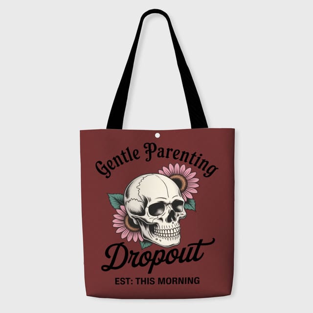 Funny Parenting Quote Floral Skull Tote Bag for Mom Mother's Day Gift