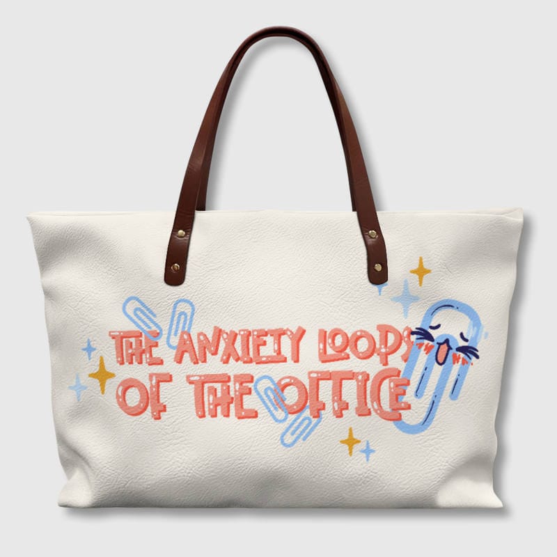 Funny Office Quote PU Leather Tote Bag for Coworkers Daily Use