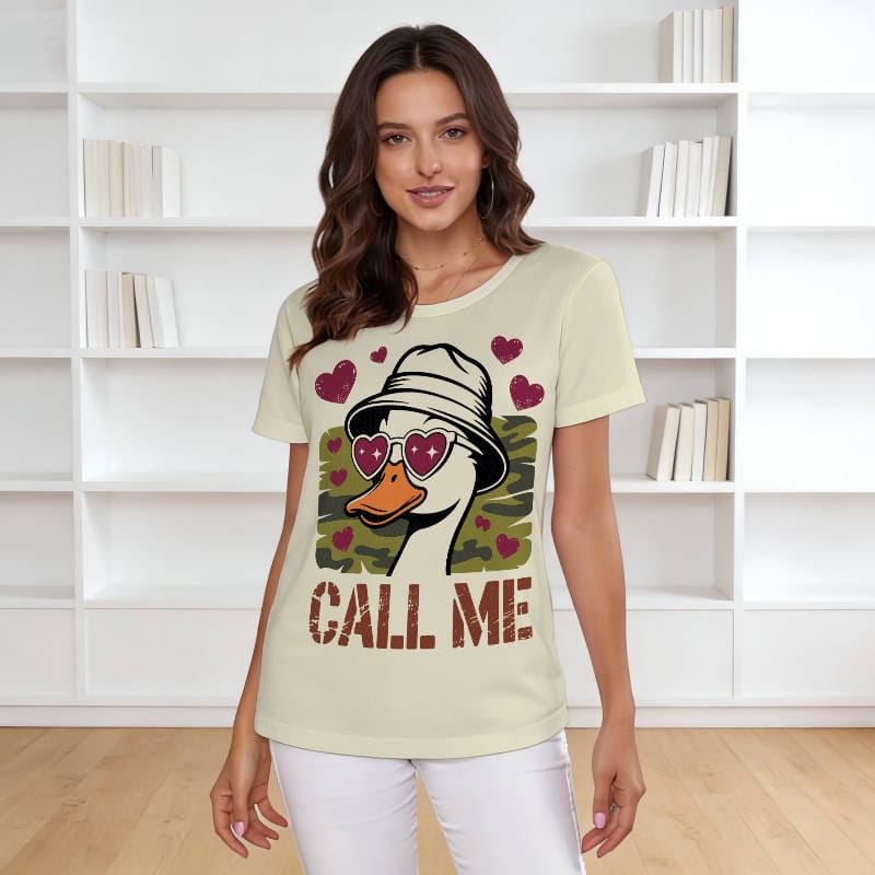 Funny Duck Print Tee for Women Valentine's Gift