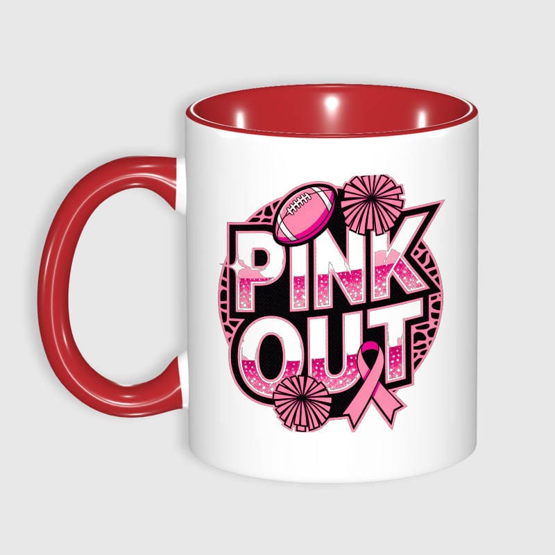 Pink Out Breast Cancer Awareness Coffee Mug for Sports Fans