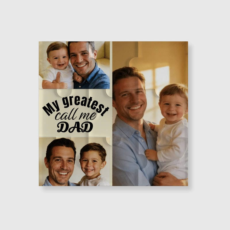 Custom Photo Puzzle Fridge Magnet for Dad Father's Day Gift
