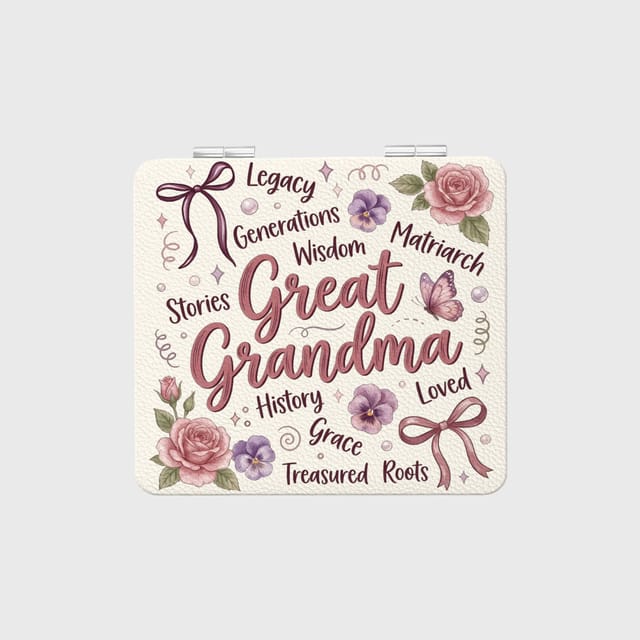 Floral Great Grandma Square Pocket Makeup Mirror Gift