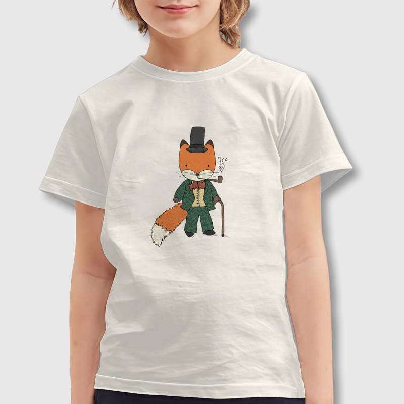 Gentleman Fox Kids T-Shirt for Boys Girls Daily Wear