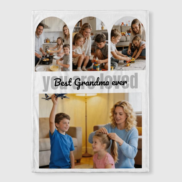 Personalized Photo Fleece Throw Blanket for Grandma Gift