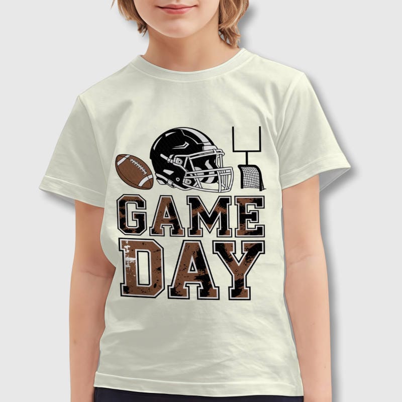 Game Day Football Print Kids T-Shirt for Sports Fans
