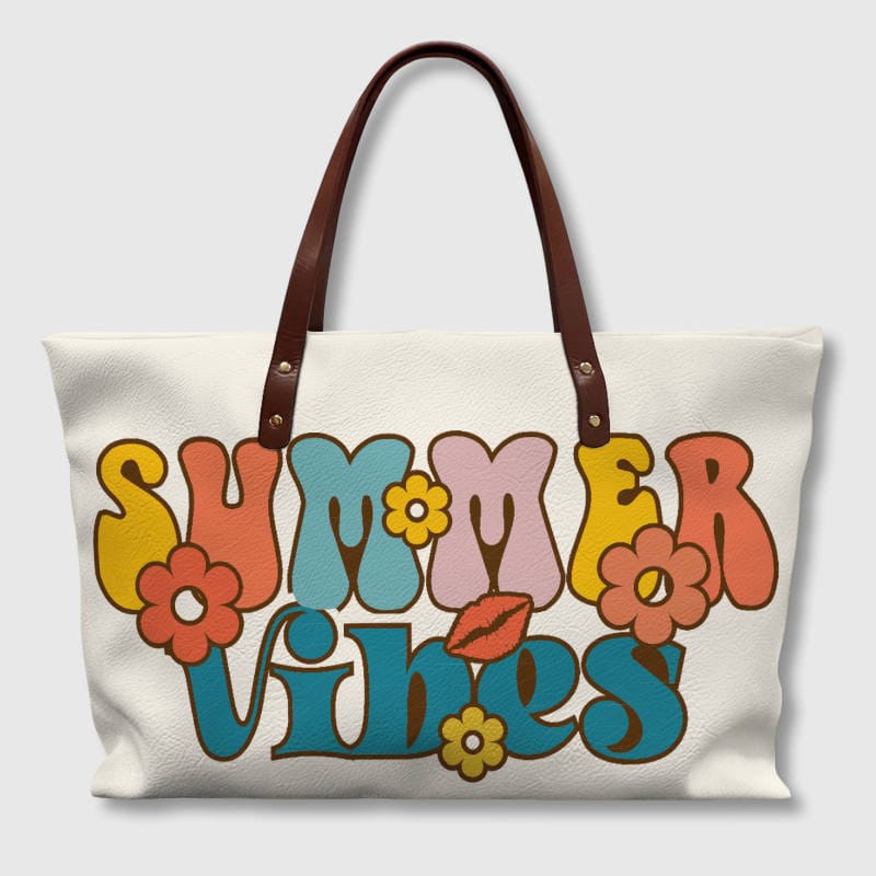 Retro Summer Vibes Floral Tote Bag for Women Daily Use