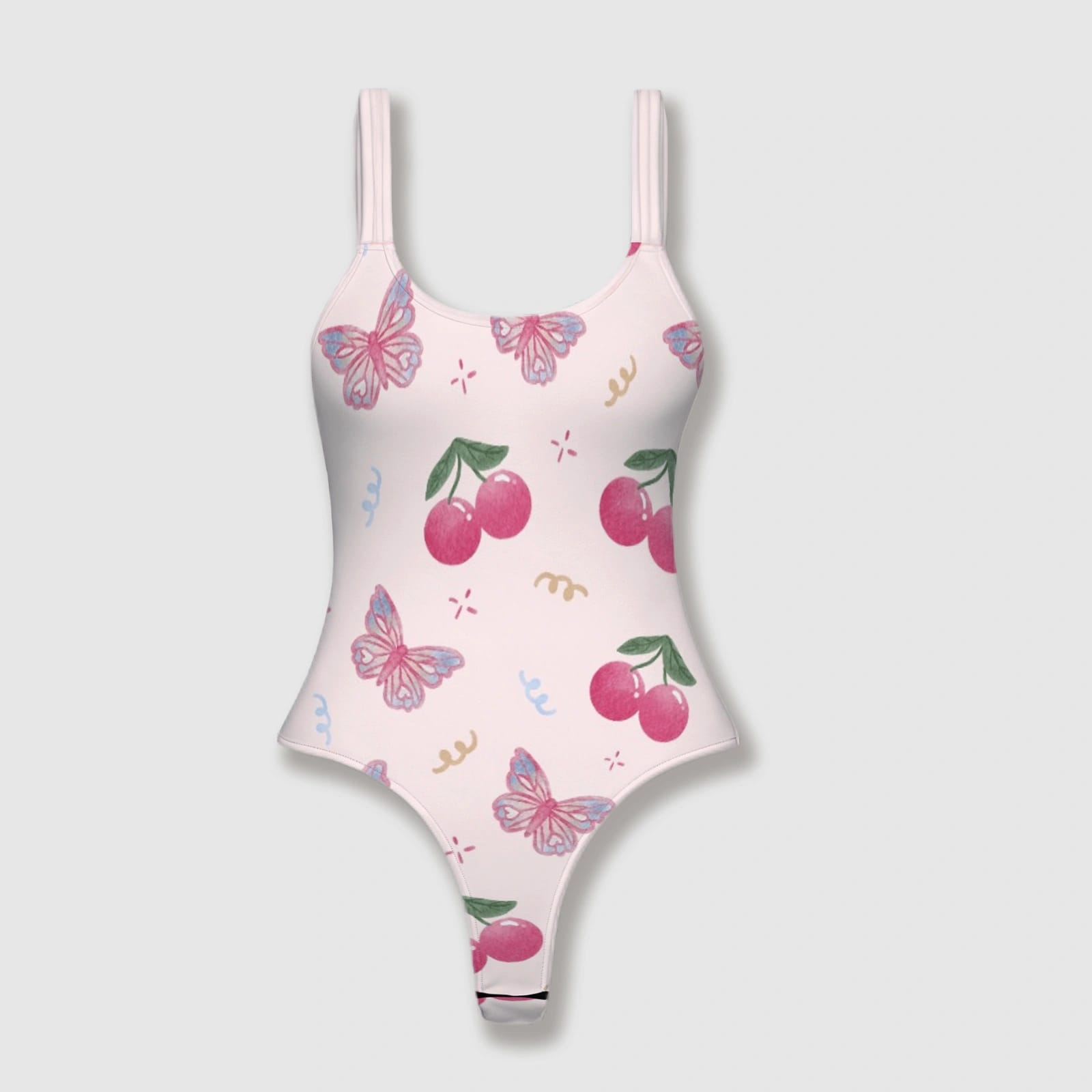Cherry Butterfly Thong One Piece Swimsuit for Women Summer Beach