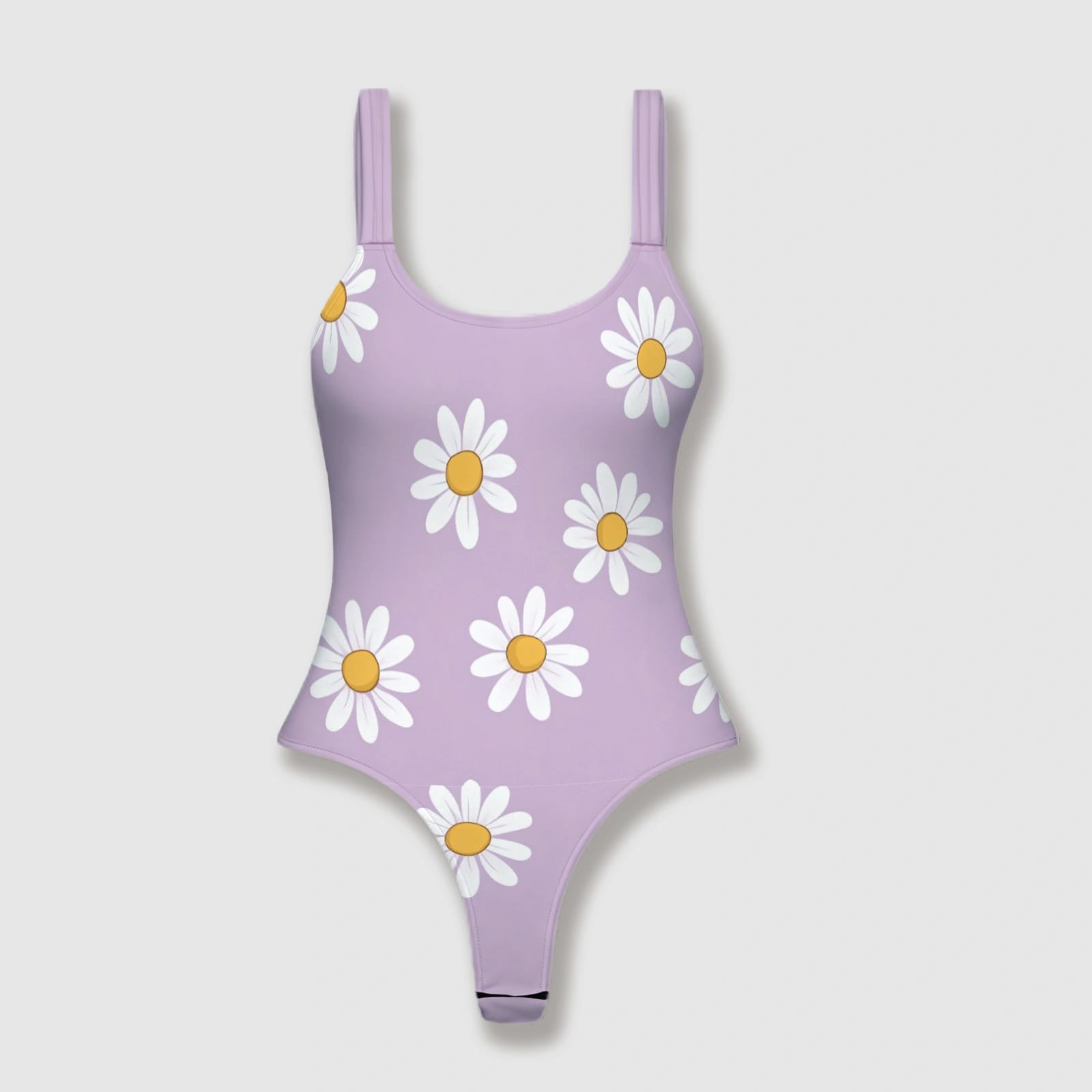 Daisy Print Thong One Piece Swimsuit for Women Summer Wear