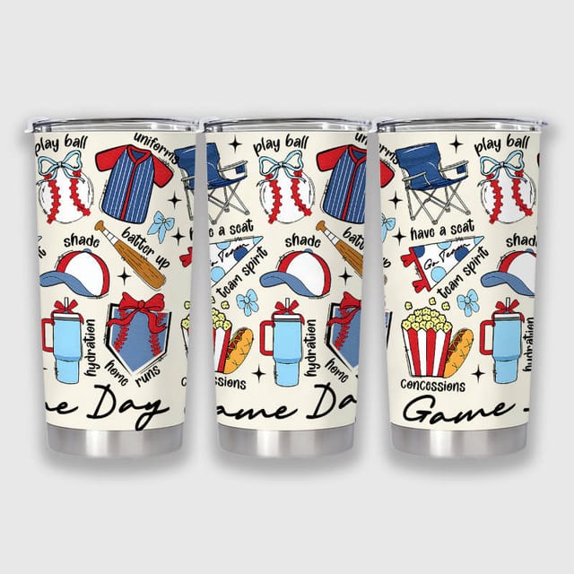 Baseball Game Day 20oz Insulated Tumbler for Sports Fans