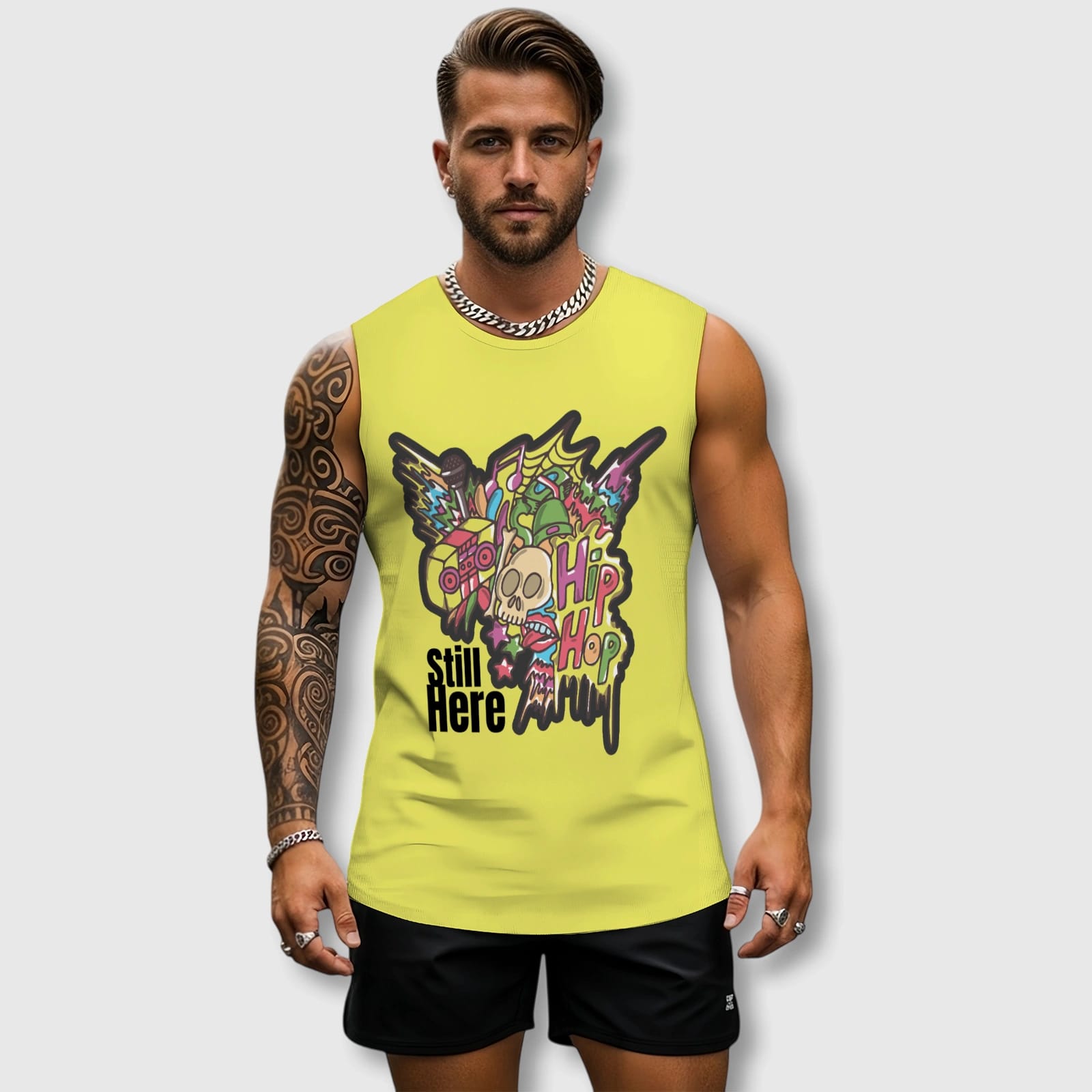 Hip Hop Graffiti Men's Gym Tank Top for Summer Workouts