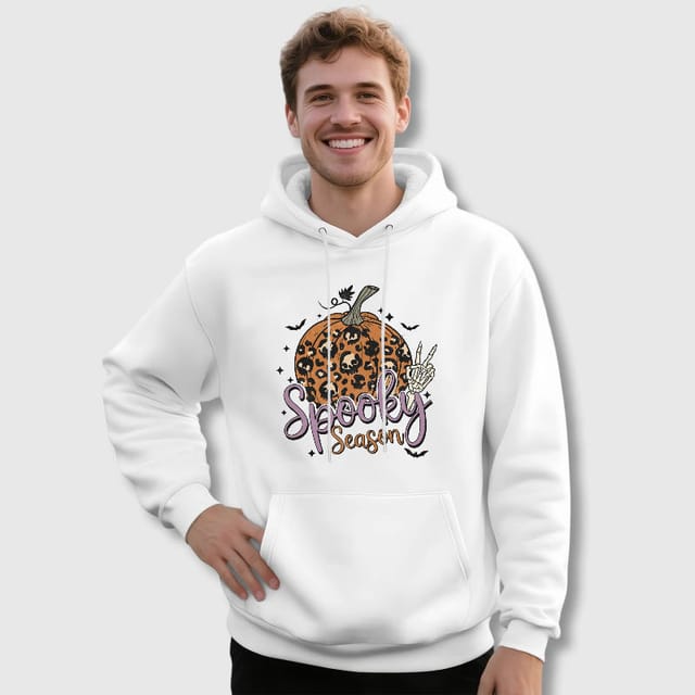 Spooky Season Leopard Pumpkin Hoodie for Men Halloween Gift