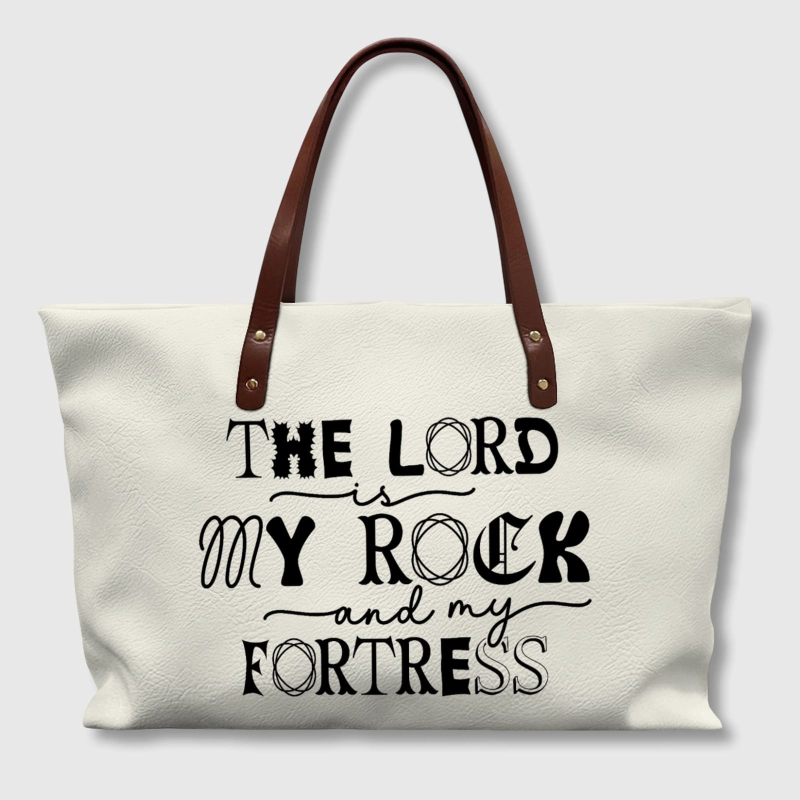 Christian Faith Quote PU Leather Tote Bag for Christians Daily Gifting