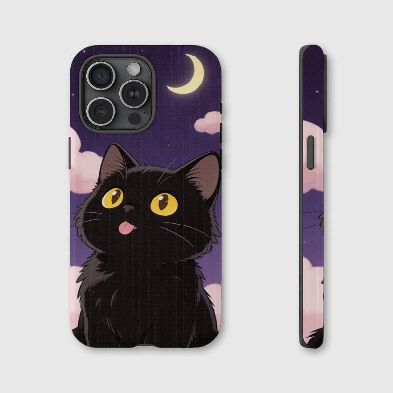Cute Black Cat Moon Magnetic Phone Case Cat Lover Gift - 1