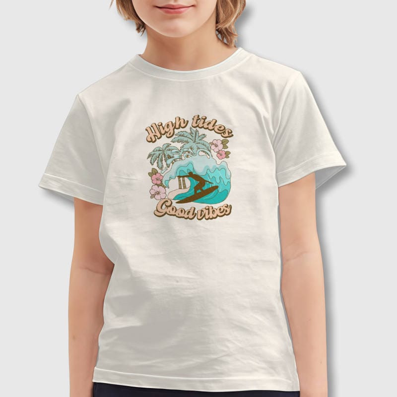 High Tides Good Vibes Kids T-Shirt for Summer Wear