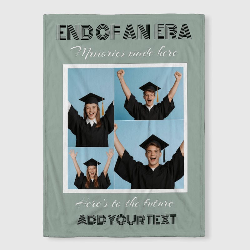 Custom 4-Photo Fleece Blanket for Grads Graduation Gift