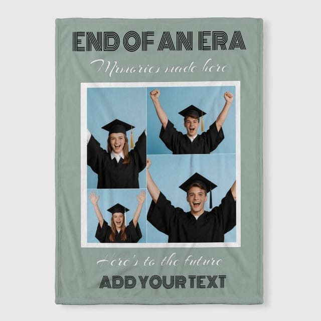 Custom 4-Photo Fleece Blanket for Grads Graduation Gift