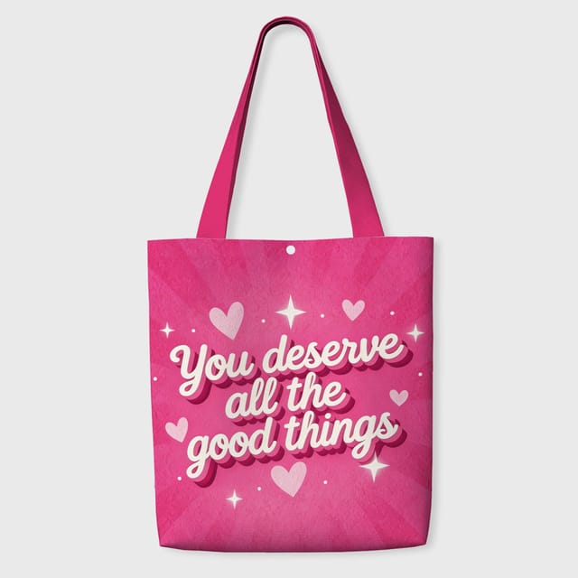 Positive Quote Pink Tote Bag for Women Daily Shopping Gift