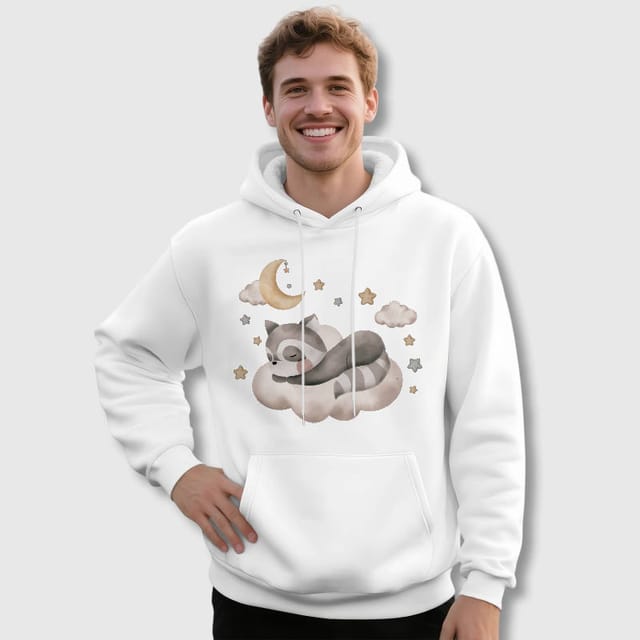 Sleeping Raccoon Pullover Hoodie for Pet Lovers Daily Wear