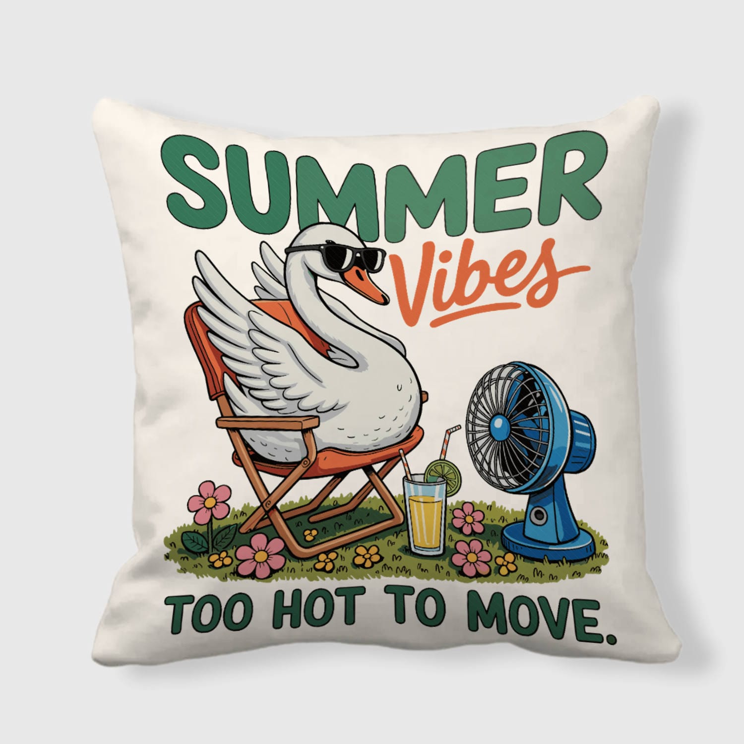 Funny Goose Summer Vibes Throw Pillow for Home Decor Gift