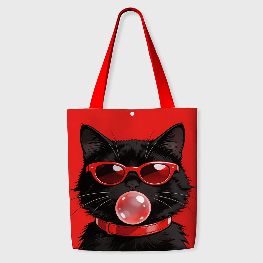 Funny Black Cat Tote Bag for Cat Lovers Daily Use - 1