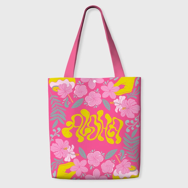 Tropical Floral Aloha Canvas Tote Bag for Her Summer Use