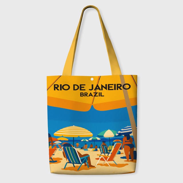 Rio de Janeiro Beach Print Tote Bag for Travelers Summer Use