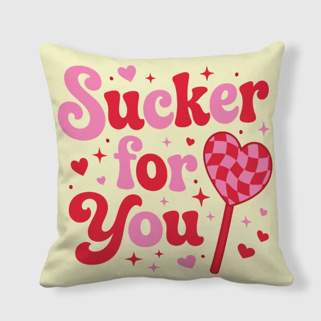 Sucker For You Heart Lollipop Throw Pillow for Valentine Gift