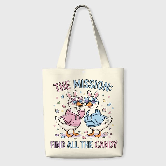 Funny Easter Duck Tote Bag for Easter Candy Hunt Gift