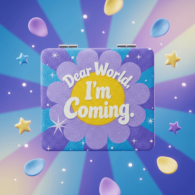 Square Pocket Makeup Mirror - Retro Gift for On-the-Go Touch-Ups