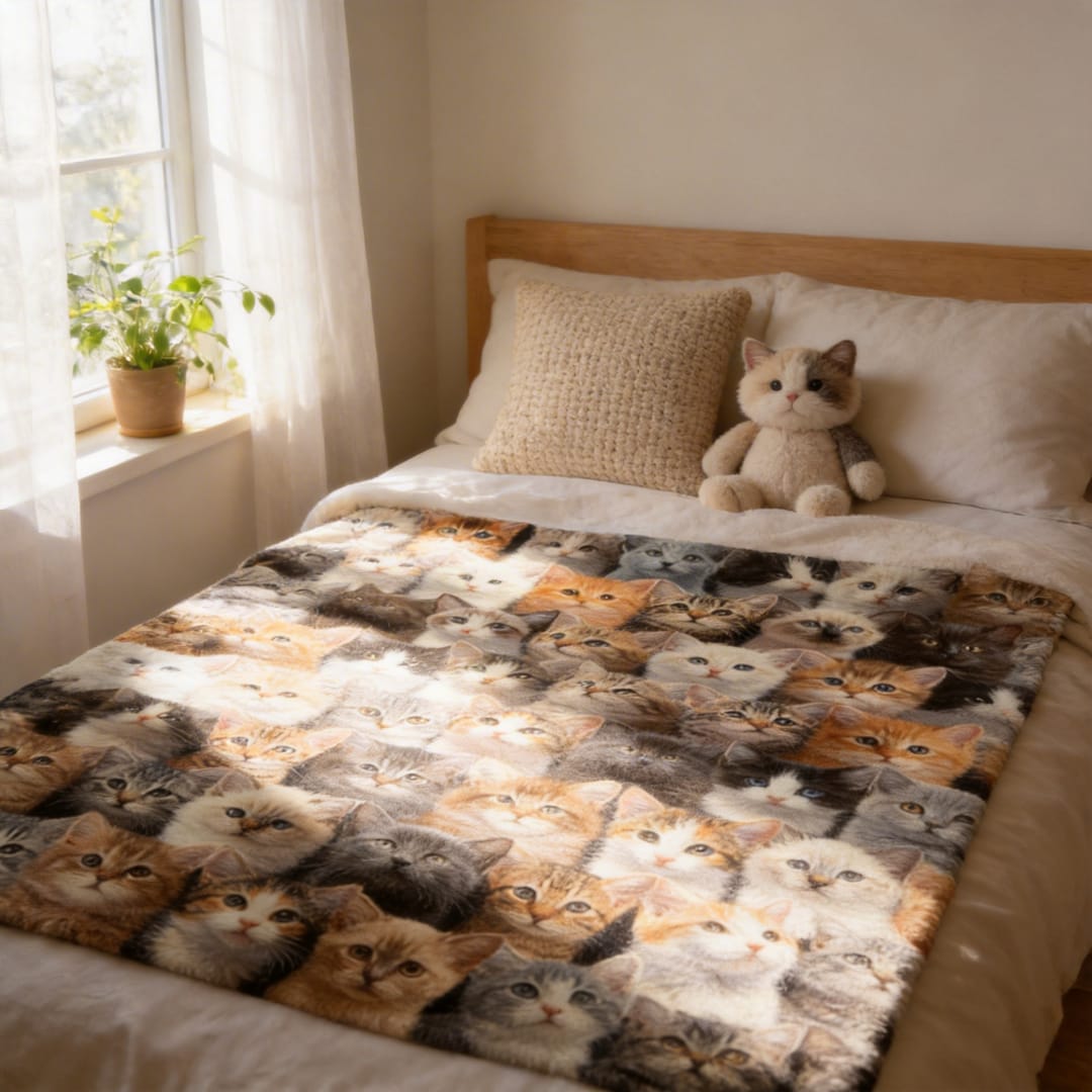 Custom Kitten Galaxy Woven Blanket - 1