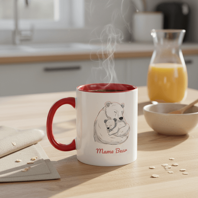 Mama Bear 11oz Red Accent Mug - Mother's Day Gift for Mom