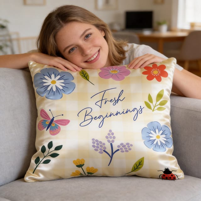 Personalized Fresh Beginnings Double-Sided Satin Pillow