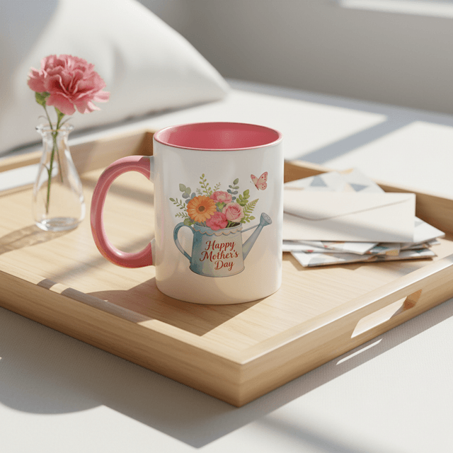 Happy Mother's Day 11oz Pink Accent Mug - Photo Gift for Mom