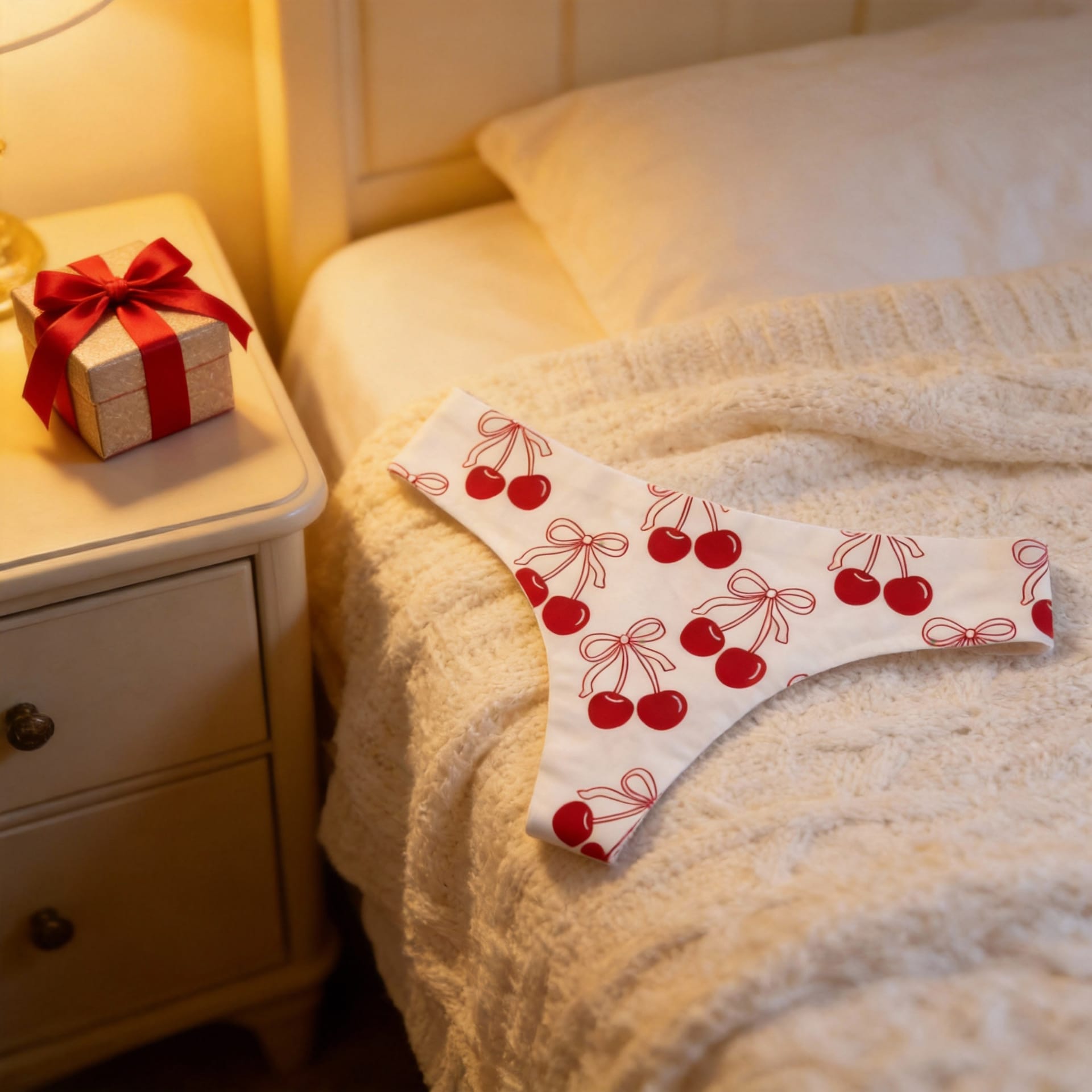 Personalized Cherry Bow Women's Thong