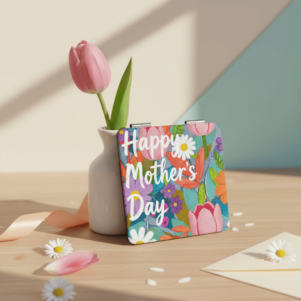 Personalized Happy Mother's Day Square Pocket Mirror | Custom Gift for Mom - 1