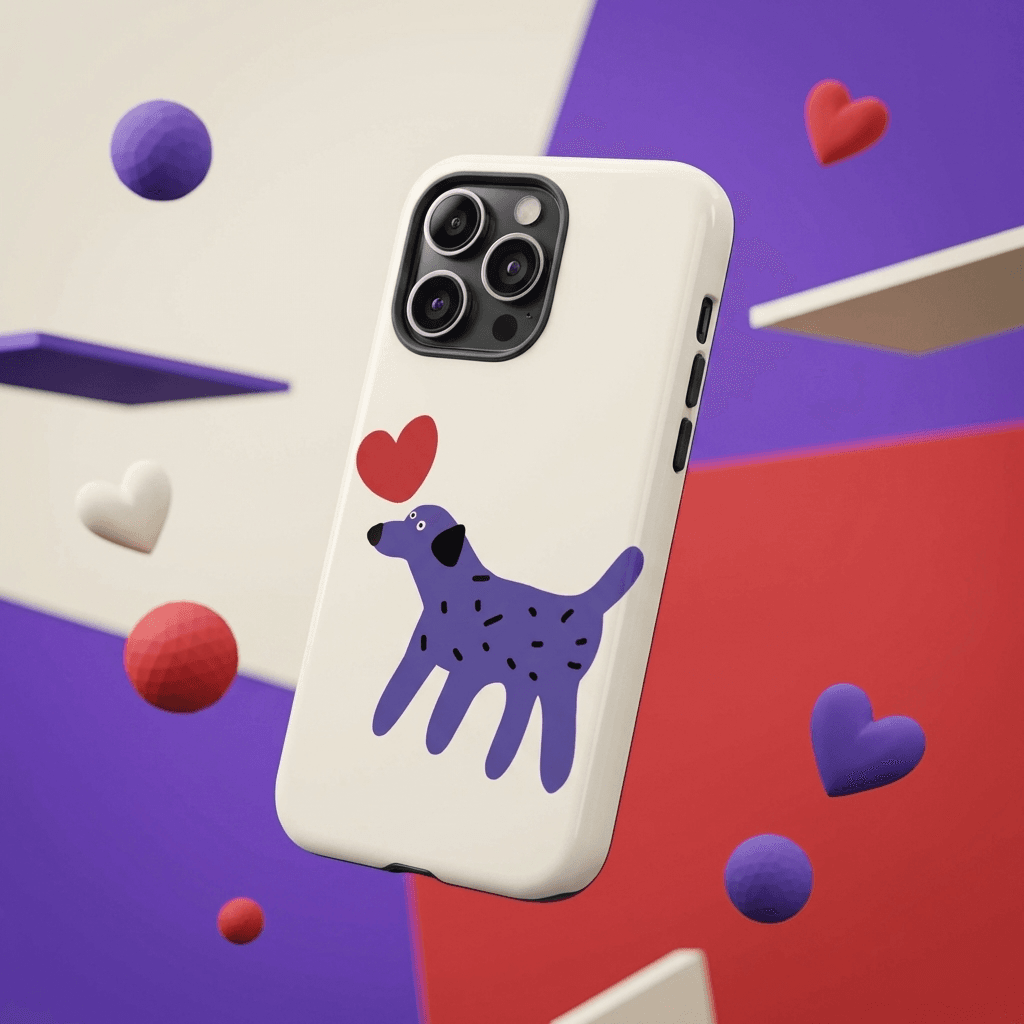 Cute Purple Love Dog Magnetic Phone Case for Pet Lovers Birthday Holiday Gifting