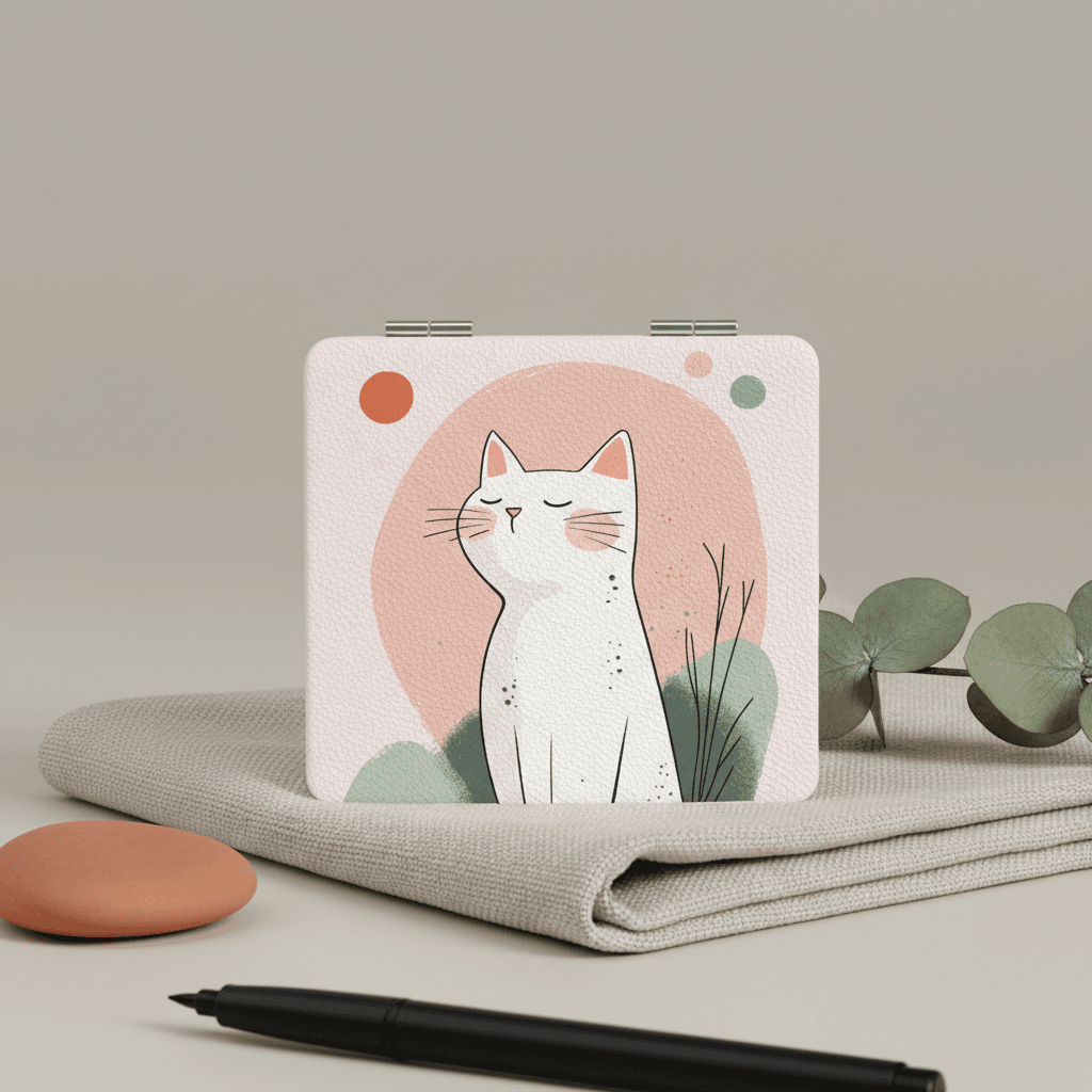 Square Pocket Makeup Mirror | CCat Lover Gift for Women - 1