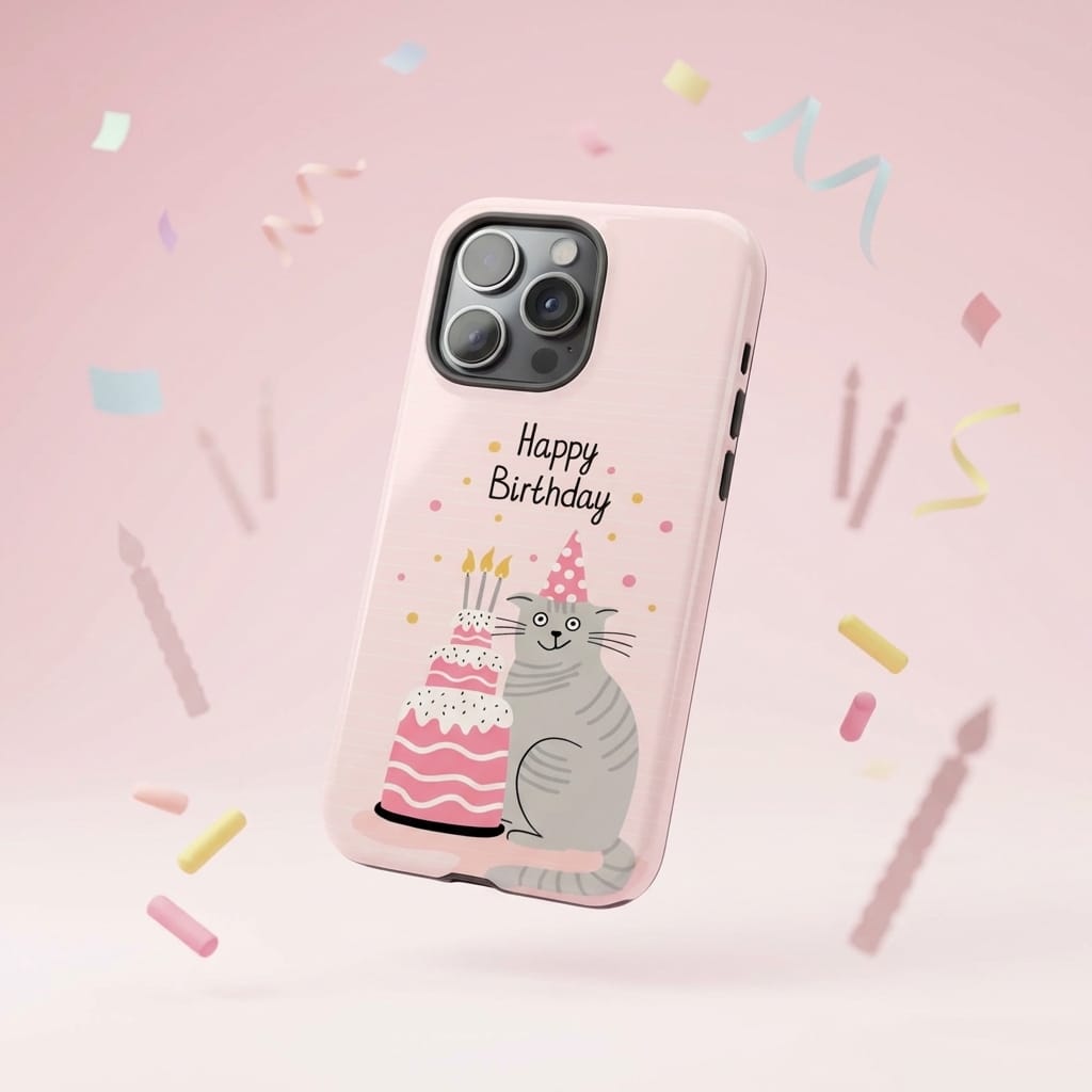 Happy Birthday Cat Magnetic iPhone Case Cute Gift for Cat Lovers Birthday Gifting