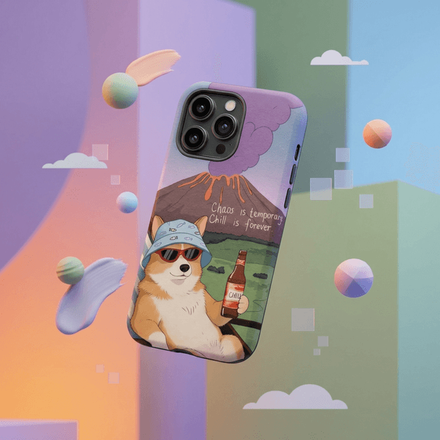 Funny Chill Corgi Magnetic Phone Case Cute Gift for Pet Lovers Birthday Holiday
