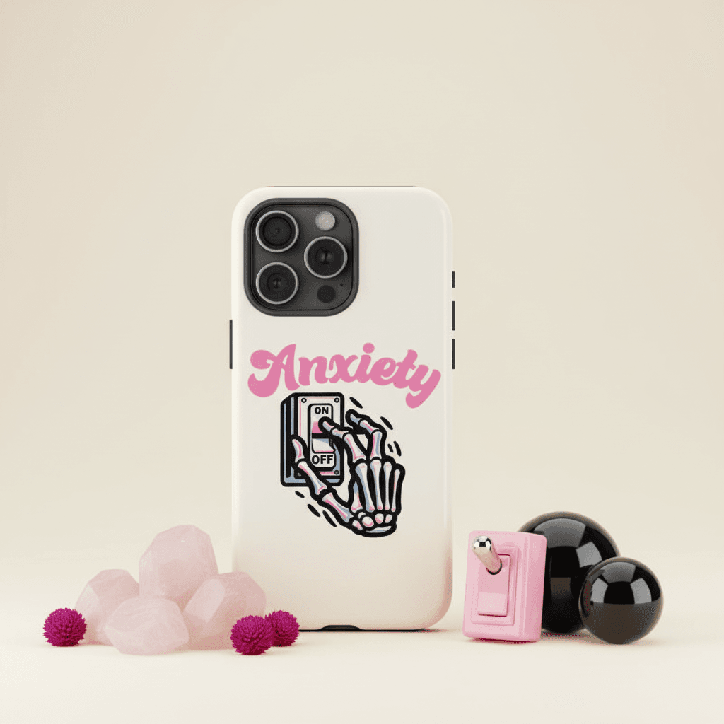 Skeleton Turn Off Anxiety Phone Case for Friend Daily Gift